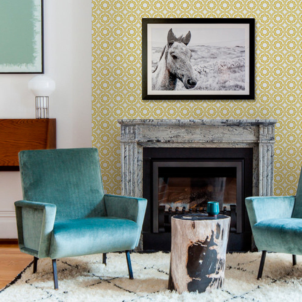 Daisy Peel and Stick Vinyl Wallpaper, Custard Yellow, 24"w X 60"h