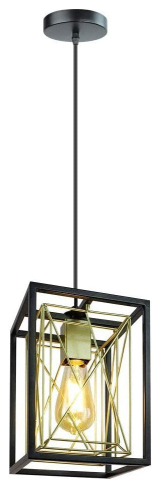 Adjustable Black and Gold Pendant Light Industral Cage Hanging Lighting