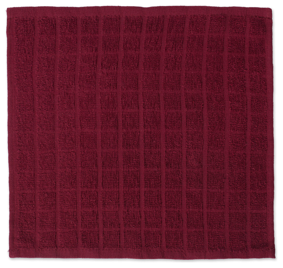 DII Solid Wine Windowpane Terry Dishcloth, Set of 6
