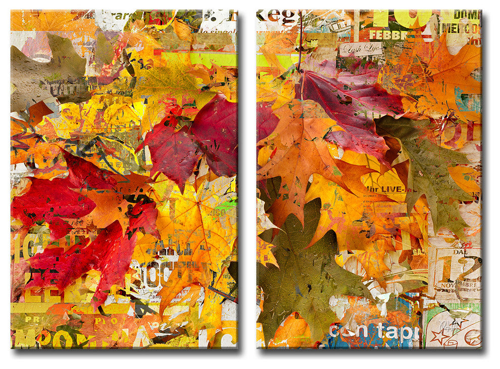 Fall Ink XVI, Canvas Wall Art 2-Piece Canvas Art Set, 20"