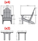 4 Classic Westport Adirondack Chairs, 2 Folding Side Tables, Black