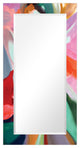 "Chaos" Beveled Mirror on Printed Abstarct Tempered Art Glass, 54x28"