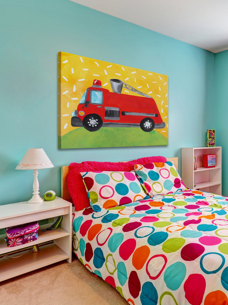 Marmont Hill, "Transport Fire Engine" by Nicola Joyner on Wrapped Canvas, 24x16
