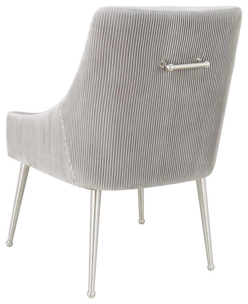 Beatrix Pleated Velvet Side Chair, Light Gray/Silver