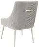 Beatrix Pleated Velvet Side Chair, Light Gray/Silver