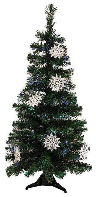 Pre-Lit Fiber Optic Artificial Christmas Tree With White Snowflakes, Multi, 3'