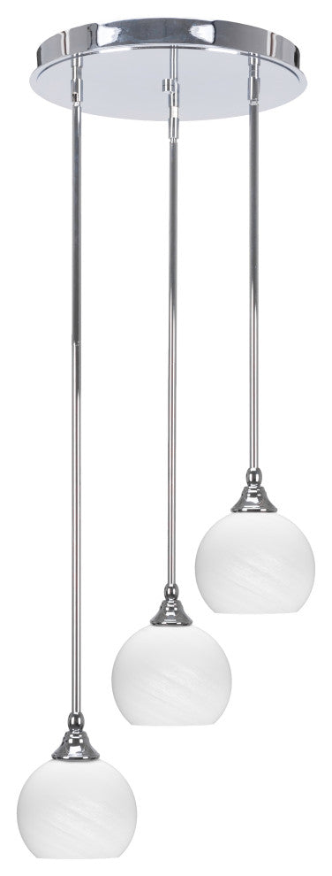 Empire 3-Light Cluster Pendalier, Chrome/White Marble