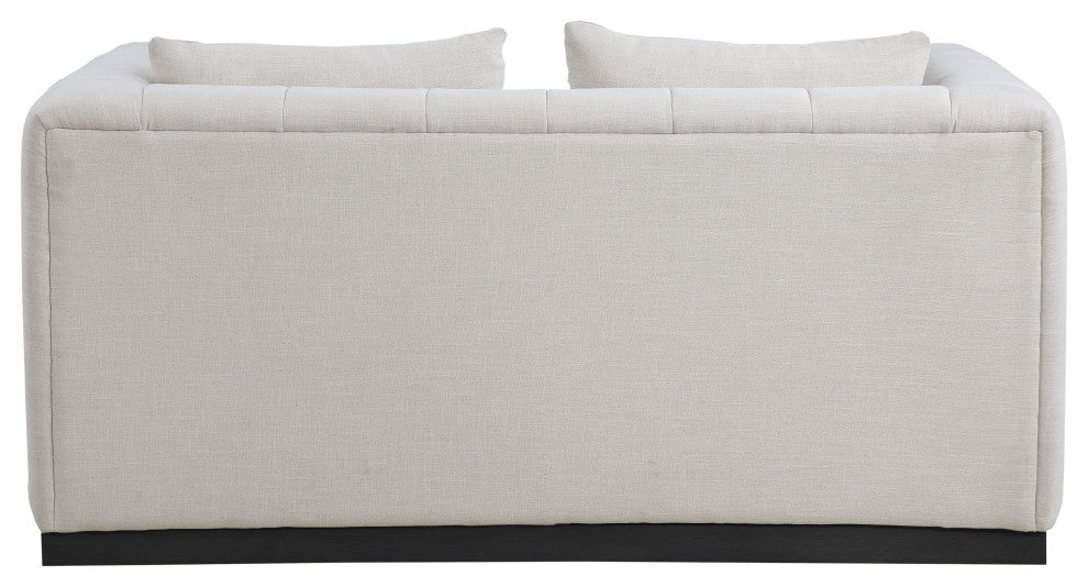 Lucia Beige Linen Textured Fabric Chair, Beige, Loveseat