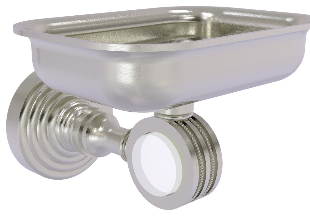 Pacific Grove Wall-Mount Soap Dish Holder with Dotted Accents, Satin Nickel