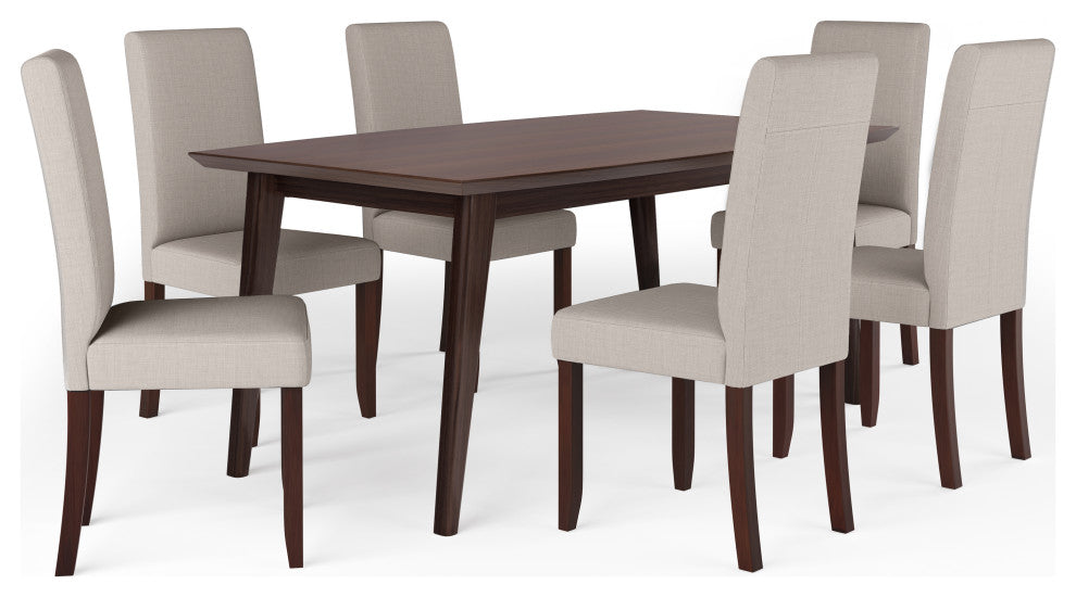 Acadian / Draper Solid Hardwood 7 Piece Dining Set, Light Beige