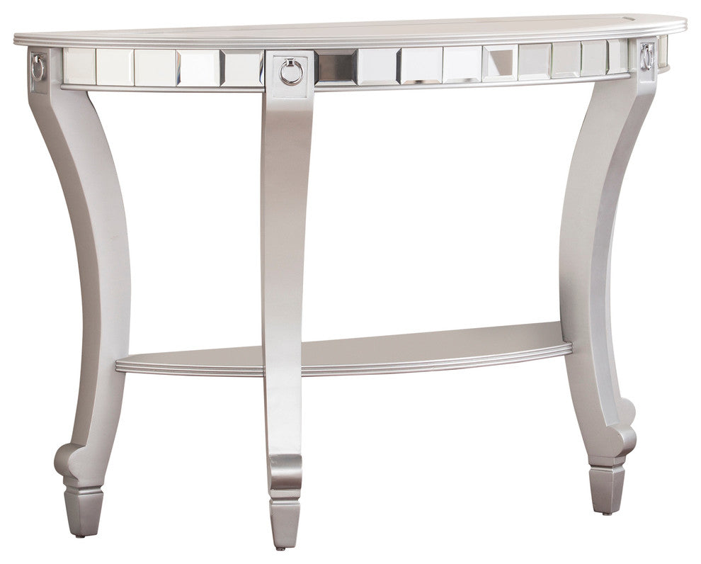 Scottsdale Glam Mirrored Demilune Console Table