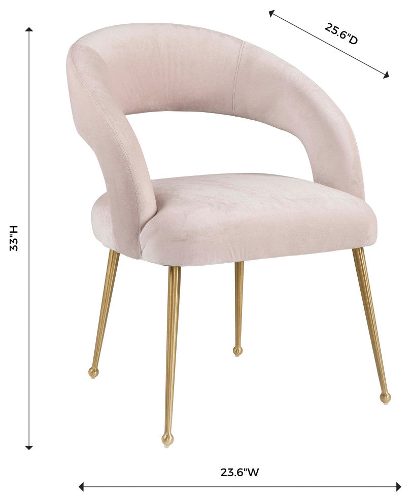 Rocco Blush Velvet Dining Chair - Blush