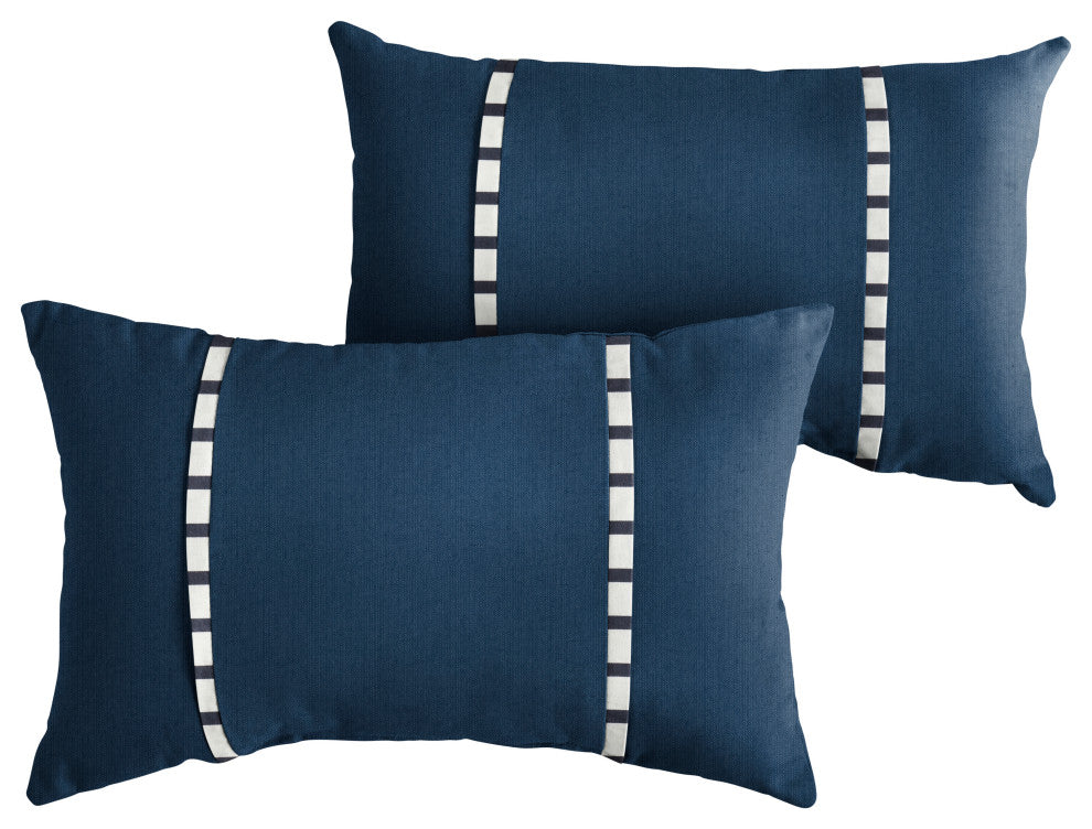 Sorra Home Sunbrella Outdoor Double Petite Flange Pillows, Set of 2