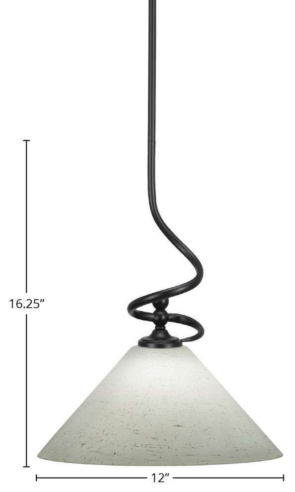 Capri 1-Light Mini Pendant with Hang Straight Swivel, Matte Black/White Muslin