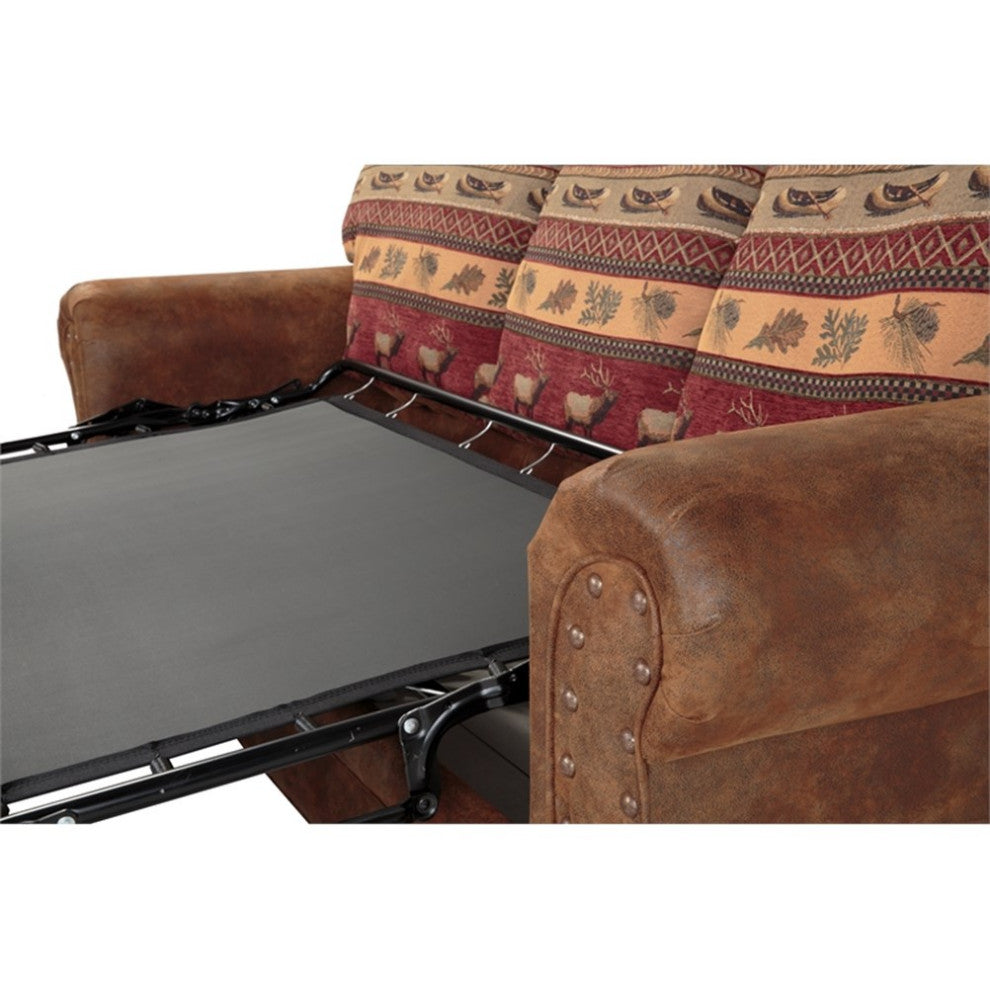 American Furniture Classics Sierra Lodge 88" Microfiber Sleeper Sofa in Brown