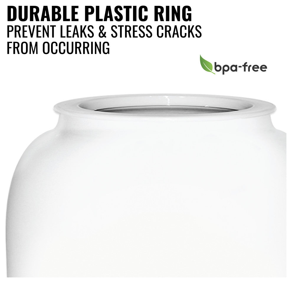 Solid White Porcelain Ceramic Water Dispenser Crock With Faucet, Lead Free