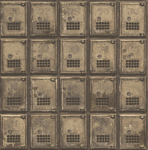 Vintage Po Box Wallpaper, Brass, Bolt