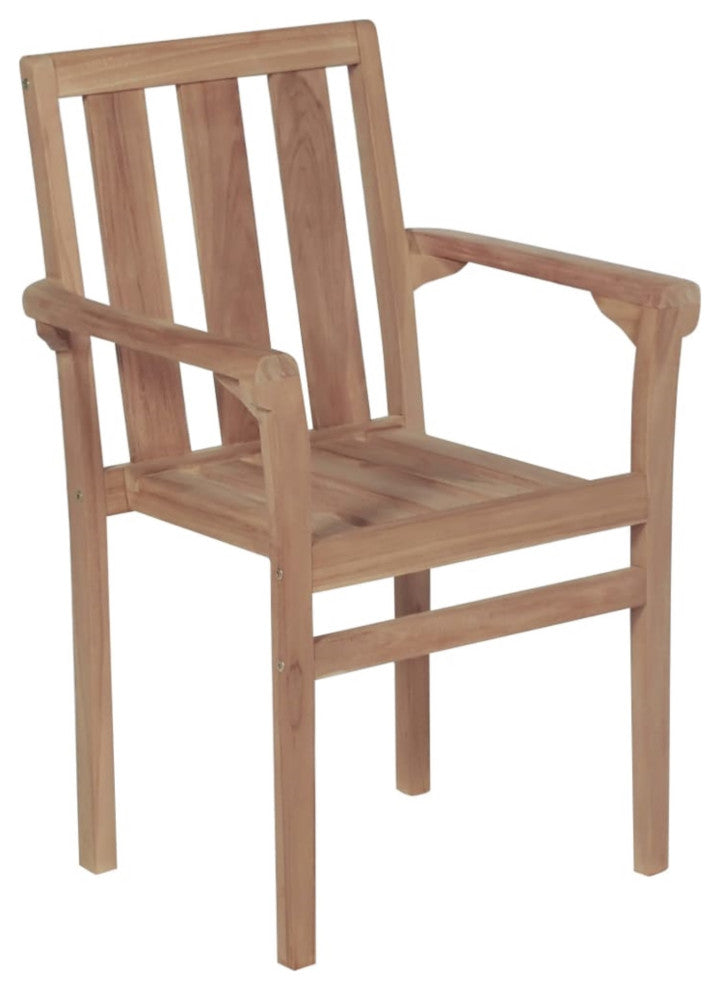 Vidaxl Stackable Garden Chairs With Cushions, Set of 4, Solid Teak Wood