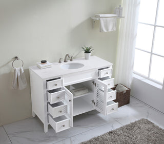 48" Single Bathroom Vanity, White With Ivory White Engineered Marble