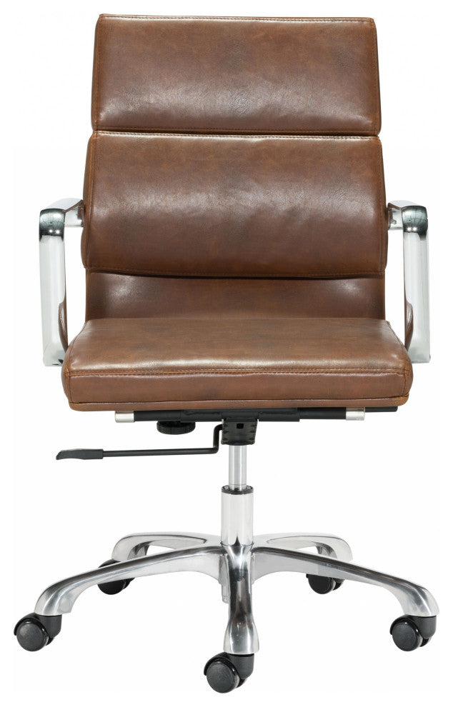Vintage Look Brown Faux Leather Classic Rolling Office Chair