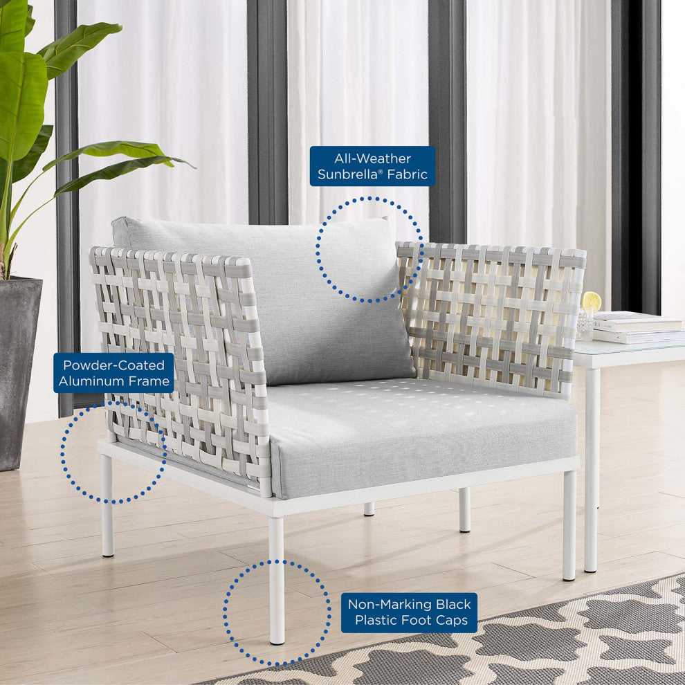 Lounge Chair Table Set, Sunbrella, Aluminum, Metal, Gray, Modern, Outdoor
