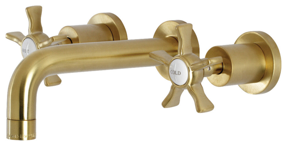 Kingston Brass KS8127NX Two-Handle Wall Mount Bathroom Faucet, Brushed Brass
