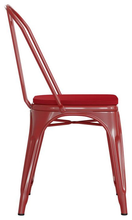Perry Commercial Grade Metal Indoor-Outdoor Stackable Chair w/All-Weather Seat,
