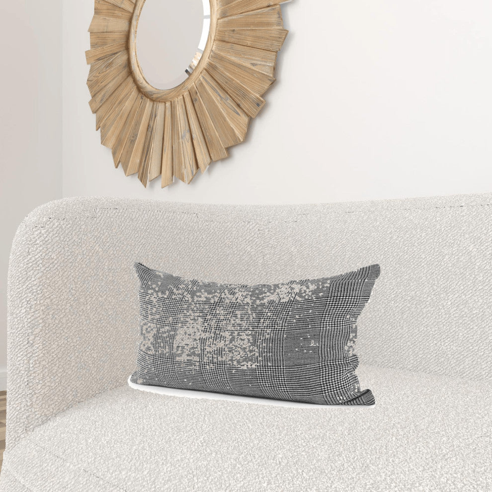 White And Black Pattern Lumbar Throw Pillow Cover