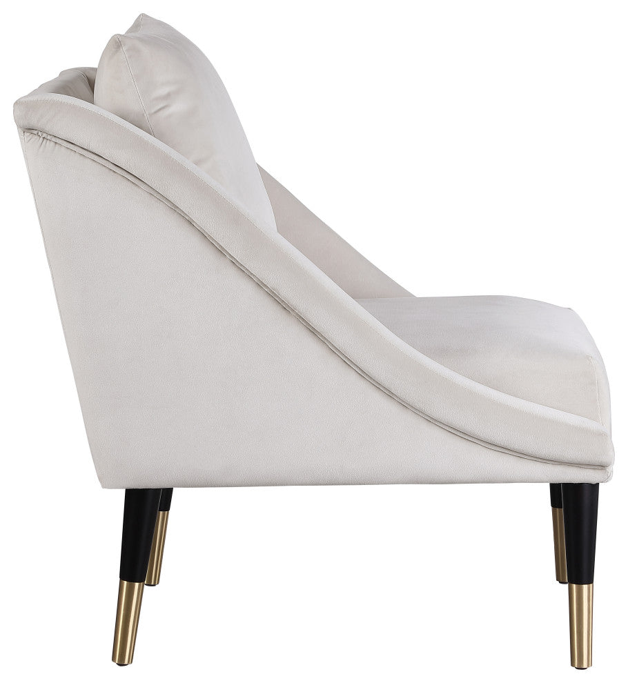 Elegante Velvet Upholstered Accent Chair, Cream