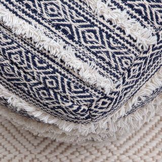 Ouray 20" x 20" x 20" Blue and Ivory Pouf