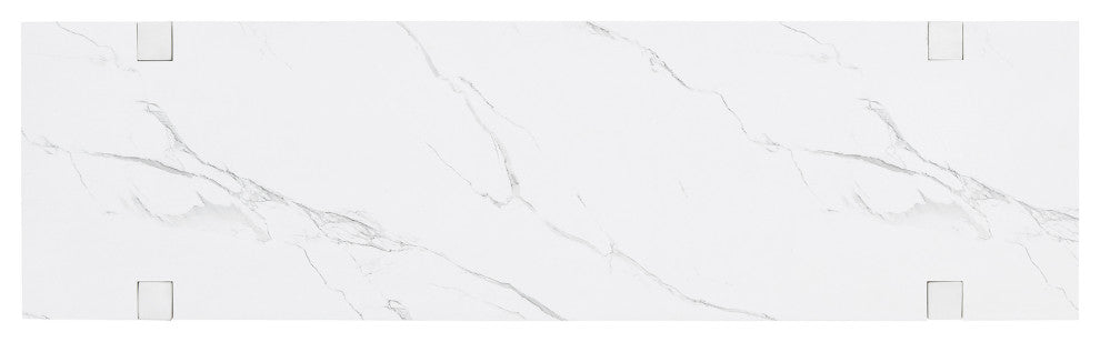 TATEUS Narrow Console Table with Marble-Effect Top for Entryway and Living Room, Antique White