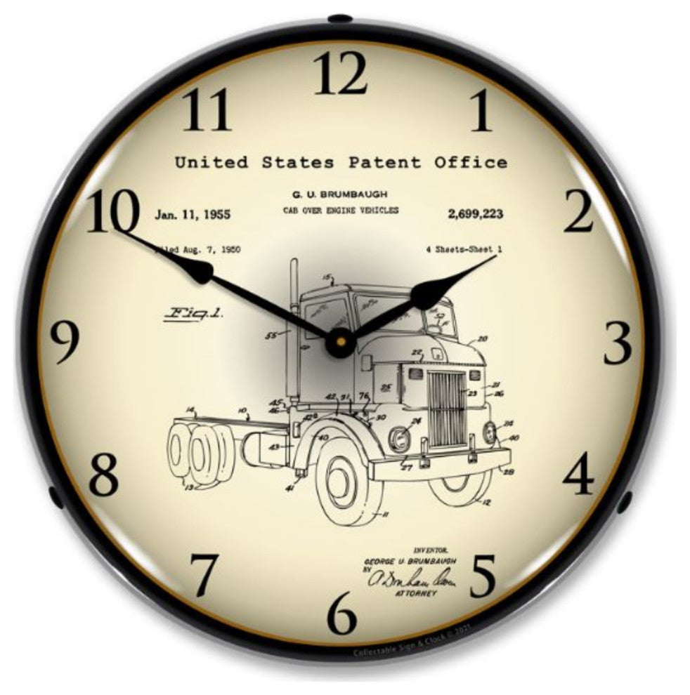 21031214 Peterbuilt Cab Over Semi Truck 1950  Patent Clock