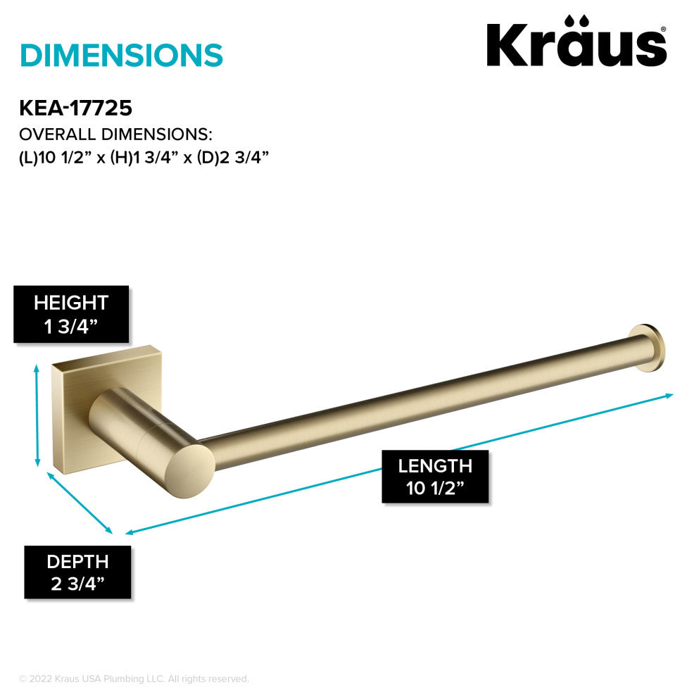 Ventus Bathroom Towel Bar, Brushed Gold