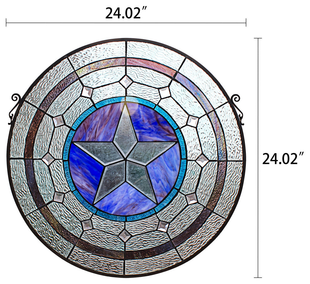 Chloe Lighting Lonestar Tiffany-Style Round Window Panel 24" Height