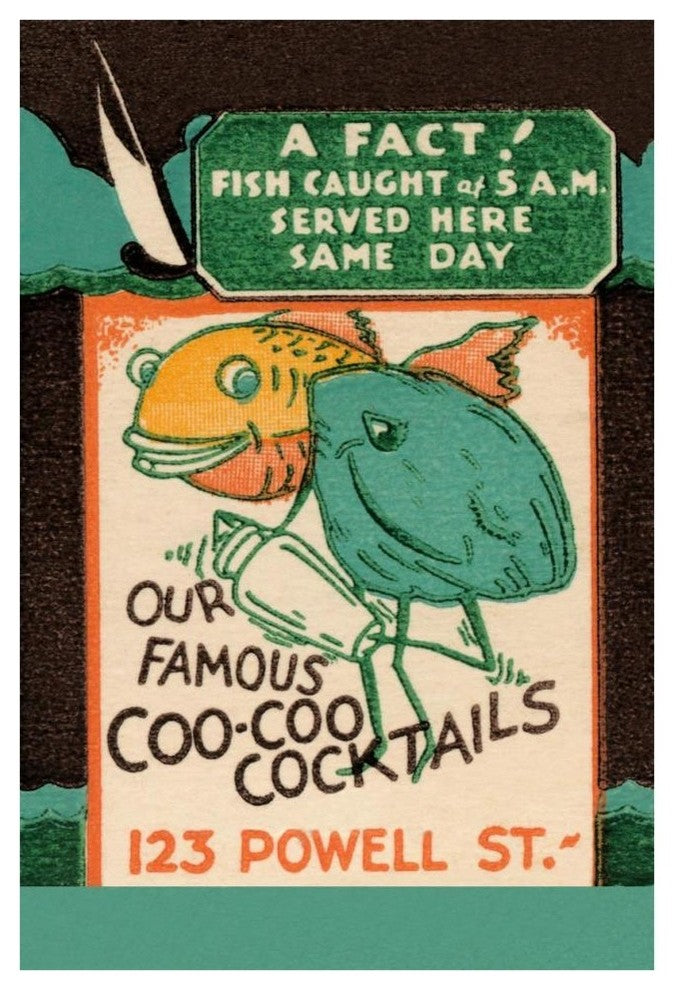 "Our Famous Coo-Coo Cocktails" Print by Vintage Booze Labels, 29"x42"