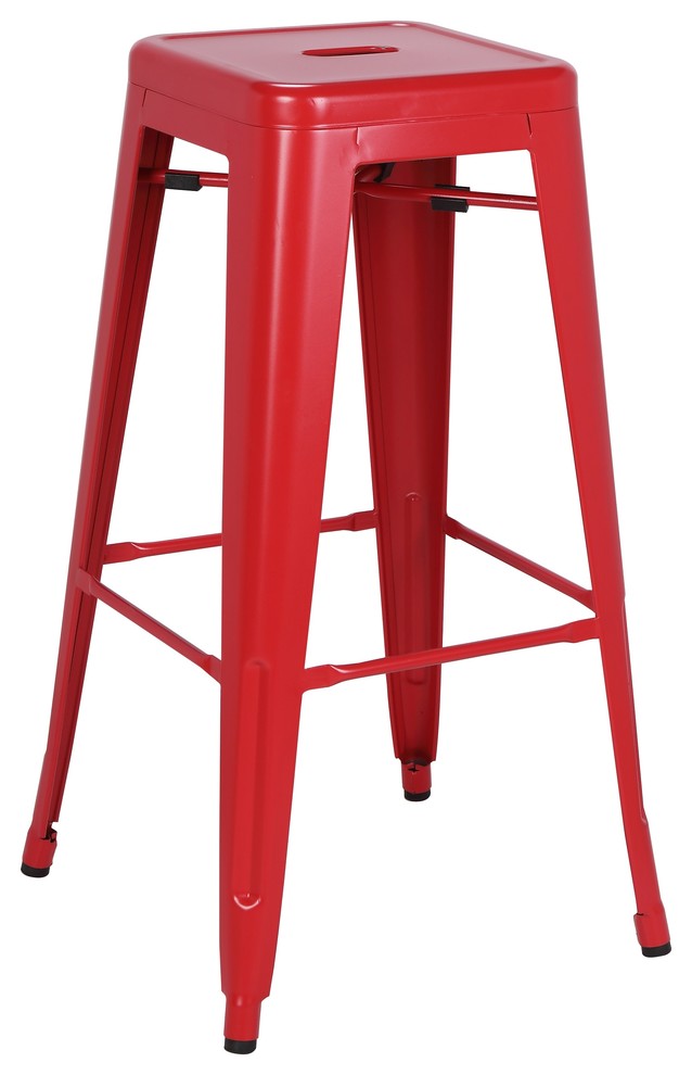 Highland Commercial Grade Barstool,  Frosted Red (Set of 4)
