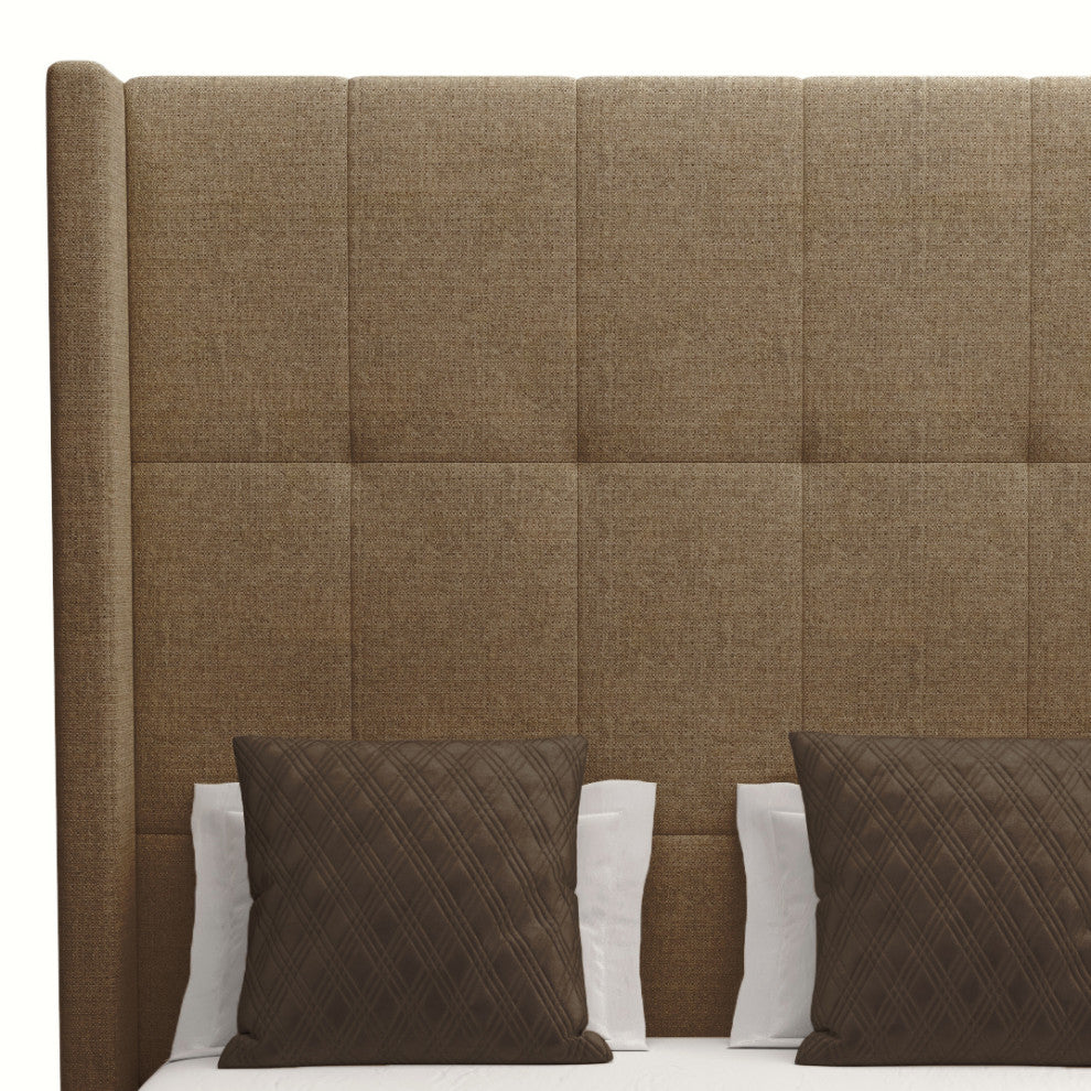 Nativa Interiors Aylet Tufted Bed, Brown, Queen, High Headboard