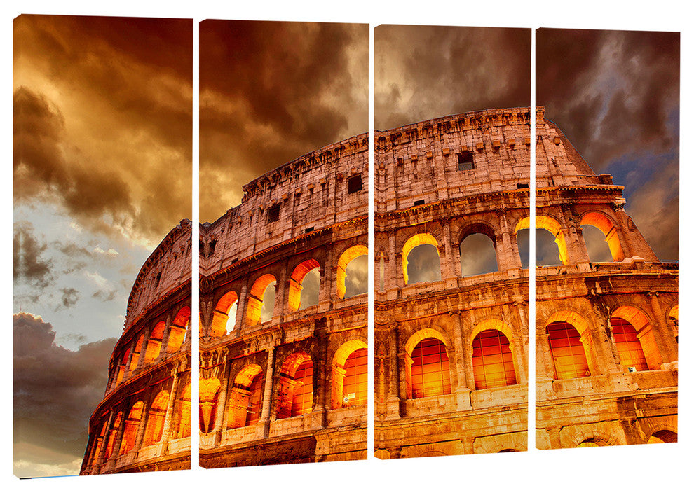 "Colosseum in Rome" Landscape Monumental Canvas Print, 4 Panels, 48"x28"