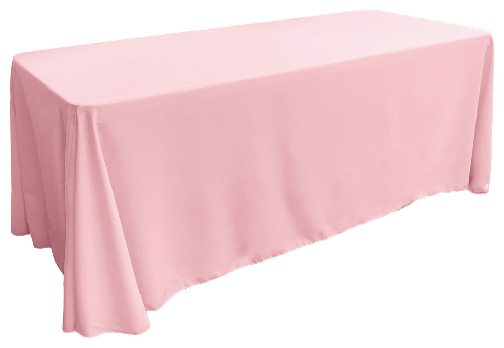 LA Linen Rectangular  Polyester Poplin Tablecloth, Light Pink, 90"x132"