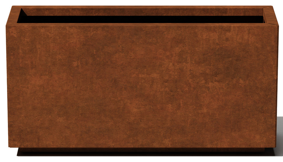 Metallic Series Corten Steel Long Box Planter, Medium