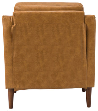 Vegan Leather Armchair With Sloped Arms, Camel