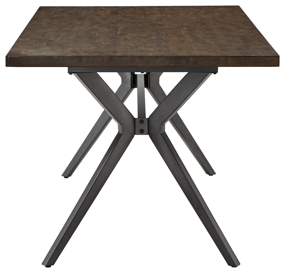 Leiana Driftwood Grey Finish and Black Metal Base 4 - Person Dining Table