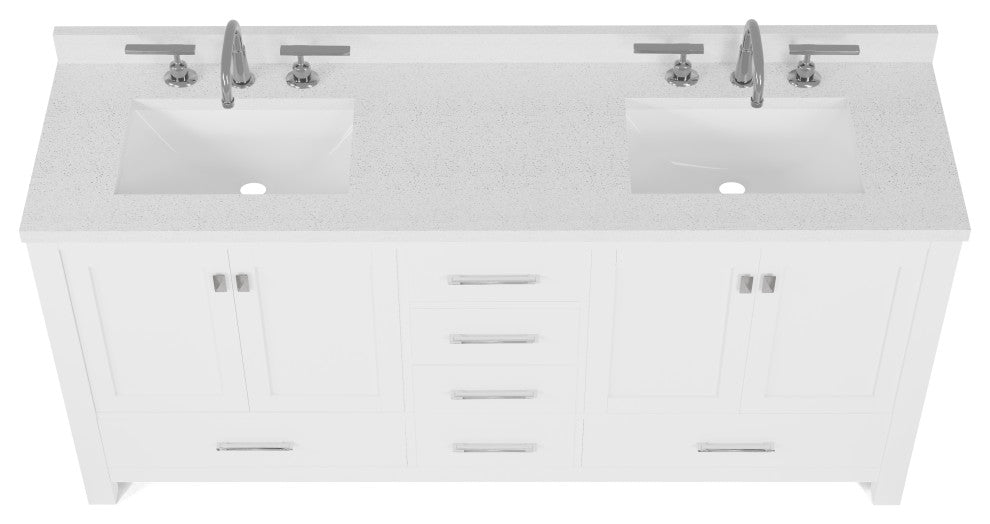 Caroline Avenue 72" Double Bathroom Vanity Set, White