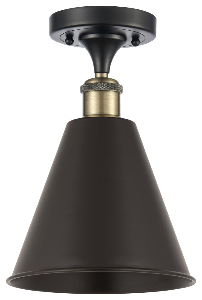 Ballston Cone Semi-Flush Mount, Black Antique Brass, Matte Black