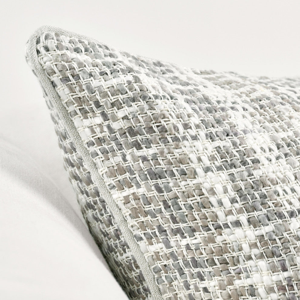 Baxter Woven 22" Throw Pillow, Blue by Kosas Home, Ivory, Natural