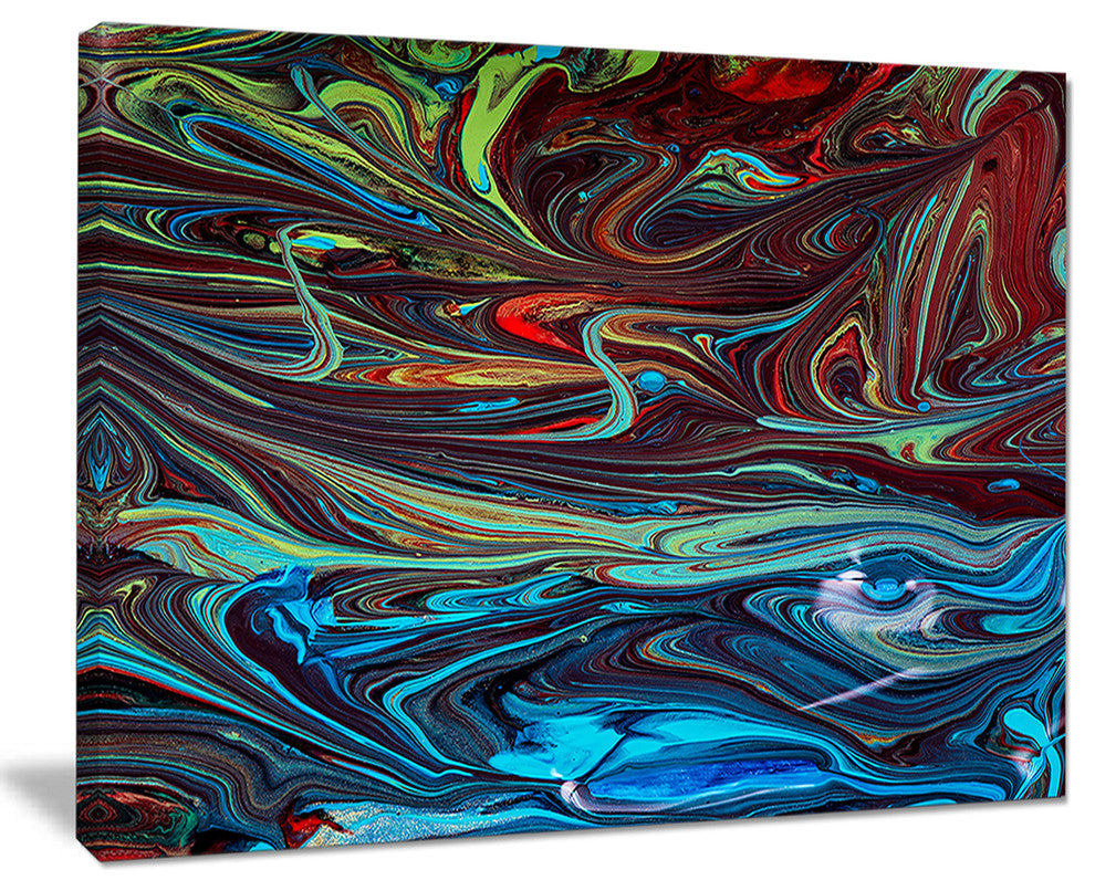 "Red Blue Abstract Acrylic Paint Mix" Canvas Print
