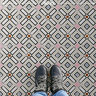 Vaudeville Octagon Deco Ritter, Taco Pink Porcelain Floor/Wall Tile