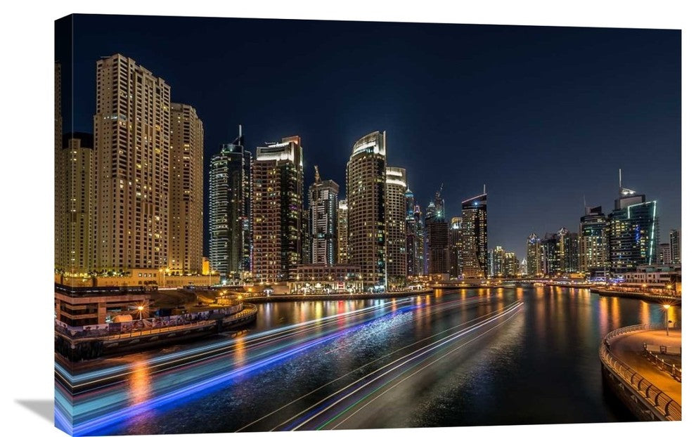 "Dubai Marina" Stretched Canvas Giclee by Vinaya Mohan, 30"x20"