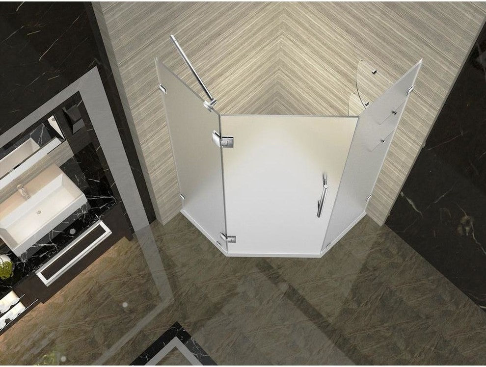 Neoscape Frameless NeoAngle Frost Shower Enclosure, Steel, 34"x34"x72"