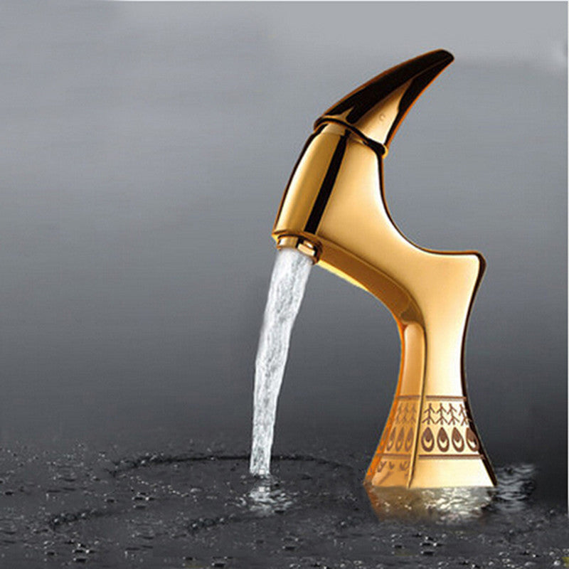 Bathroom Sink, Golden Polished, Deck Mount
